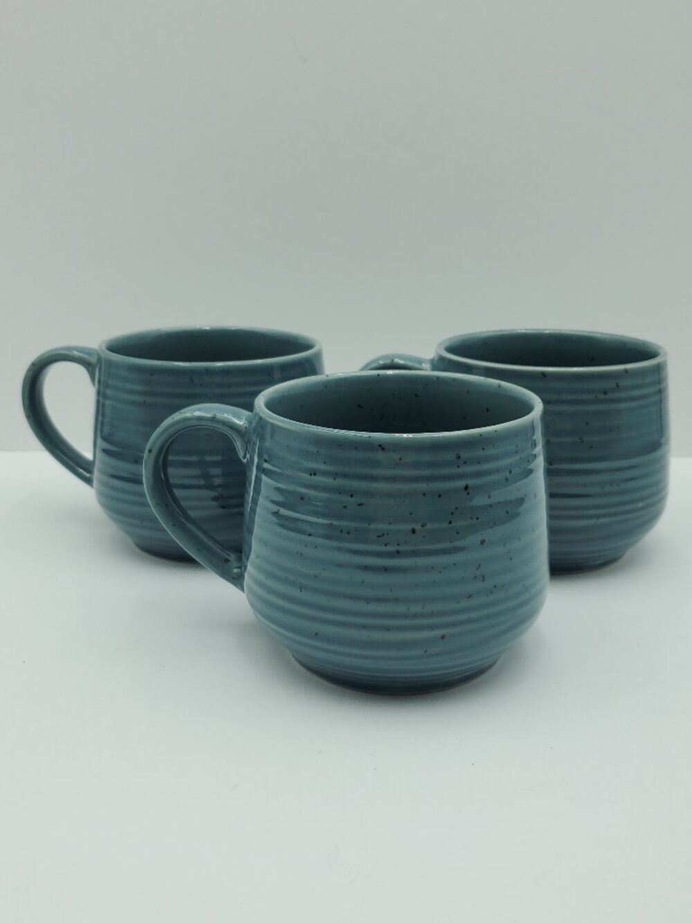 Sango Siterra Painter's Palette Denim Blue Mugs Slate Blue Textured Mugs